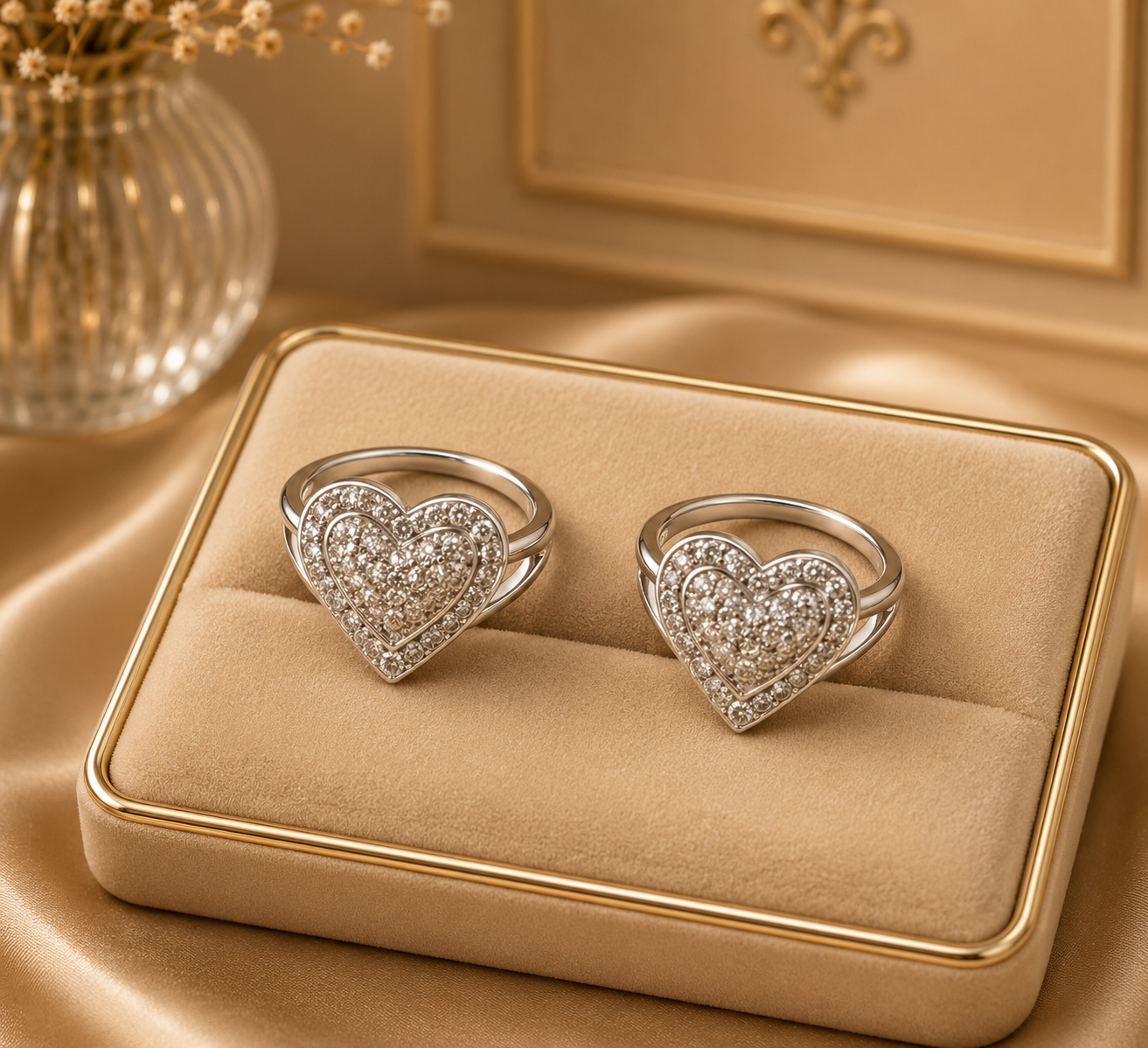 Laminated Gold Silver Heart Ring