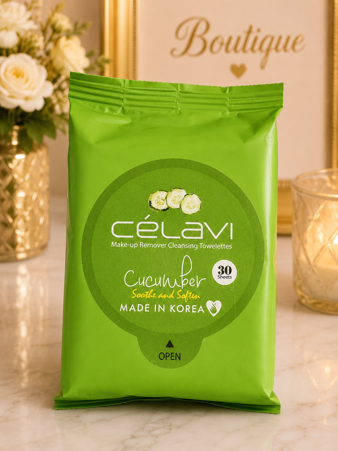 Célavi Cucumber Makeup Remover Cleansing Towelettes – 30 Sheets