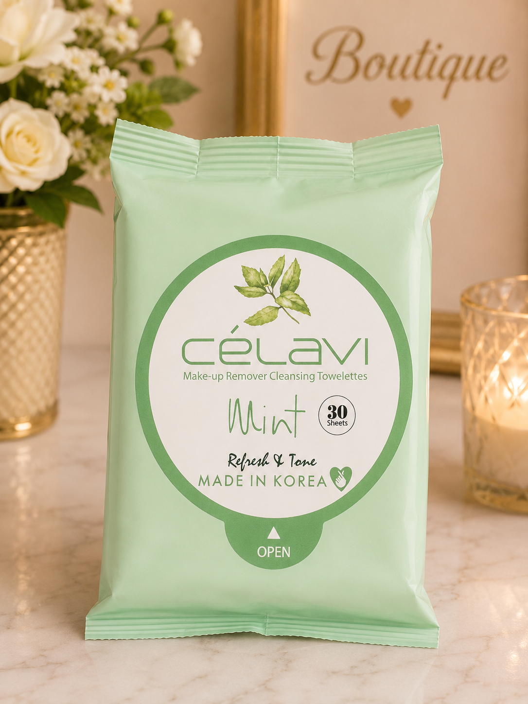Célavi Mint Makeup Remover Cleansing Towelettes – 30 Sheets