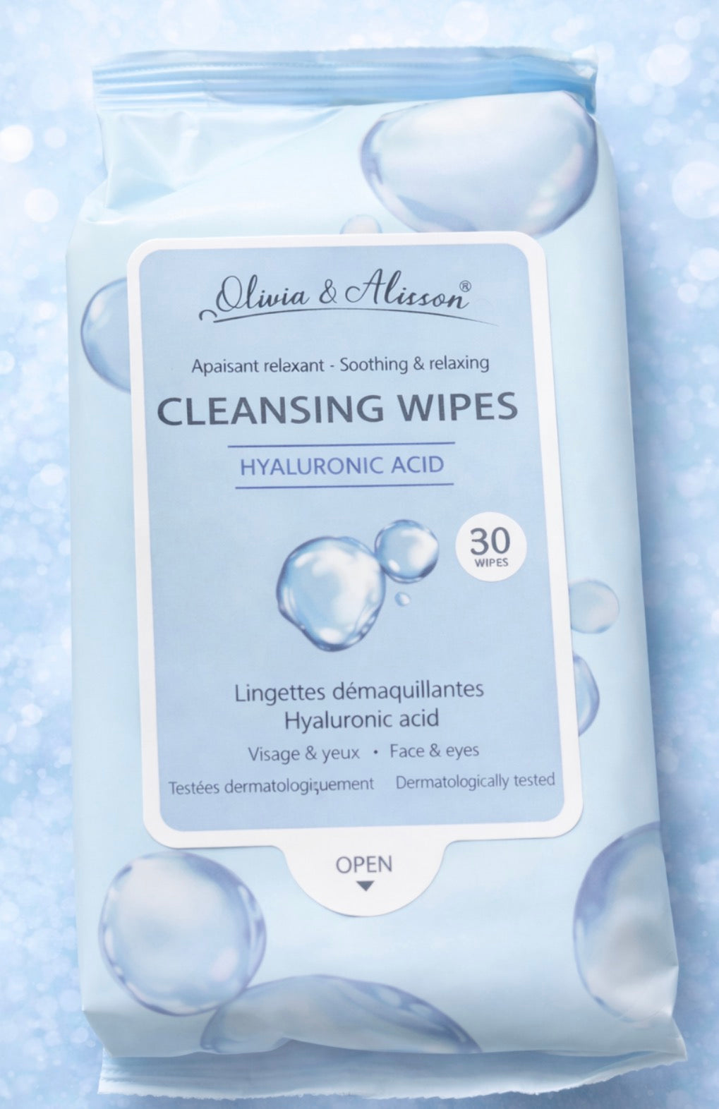 Olivia & Allison Hyaluronic Acid Cleansing Wipes – 30 Count