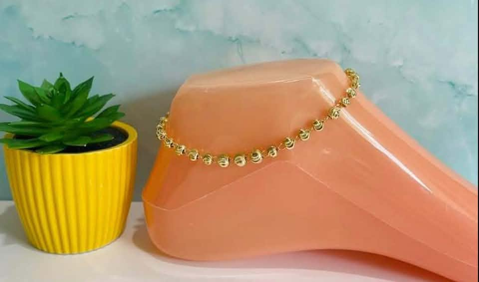 Gold-Tone Beaded Anklet Bracelet
