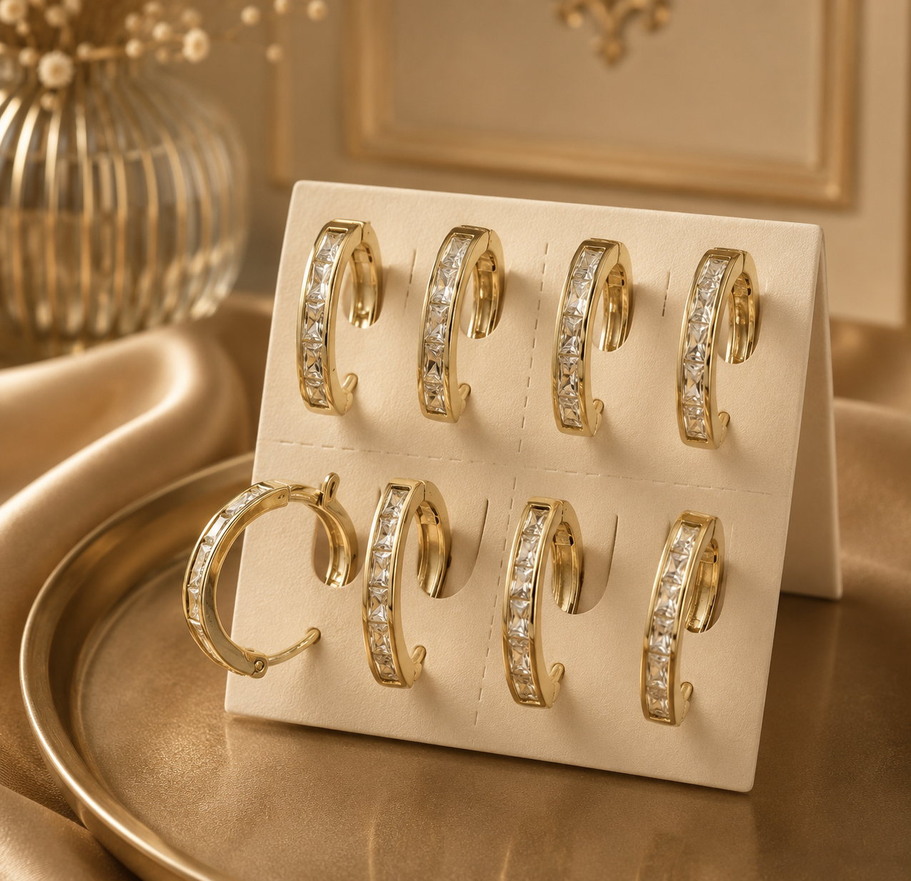Laminated Gold Diamond Hoops