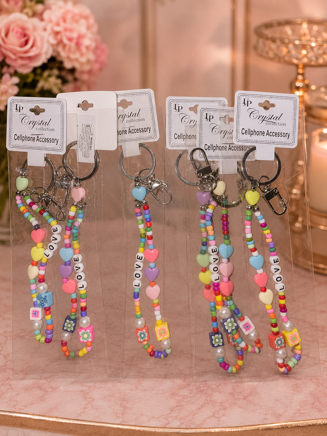 Colorful Beaded Phone Wristlet Charm – Love Design