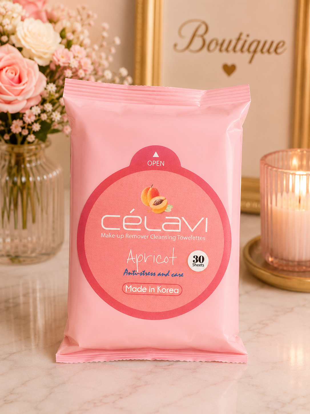 Célavi Apricot Makeup Remover Cleansing Towelettes – 30 Sheets