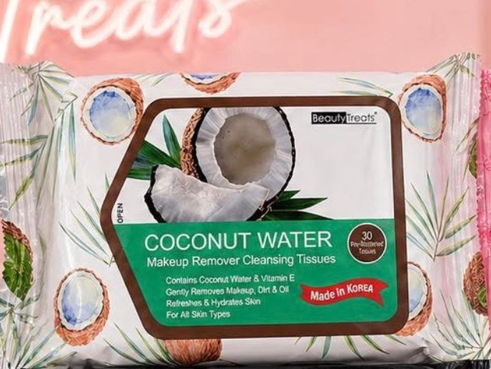 Beauty Treats Coconut Water Makeup Remover Cleansing Tissues – 30 Count