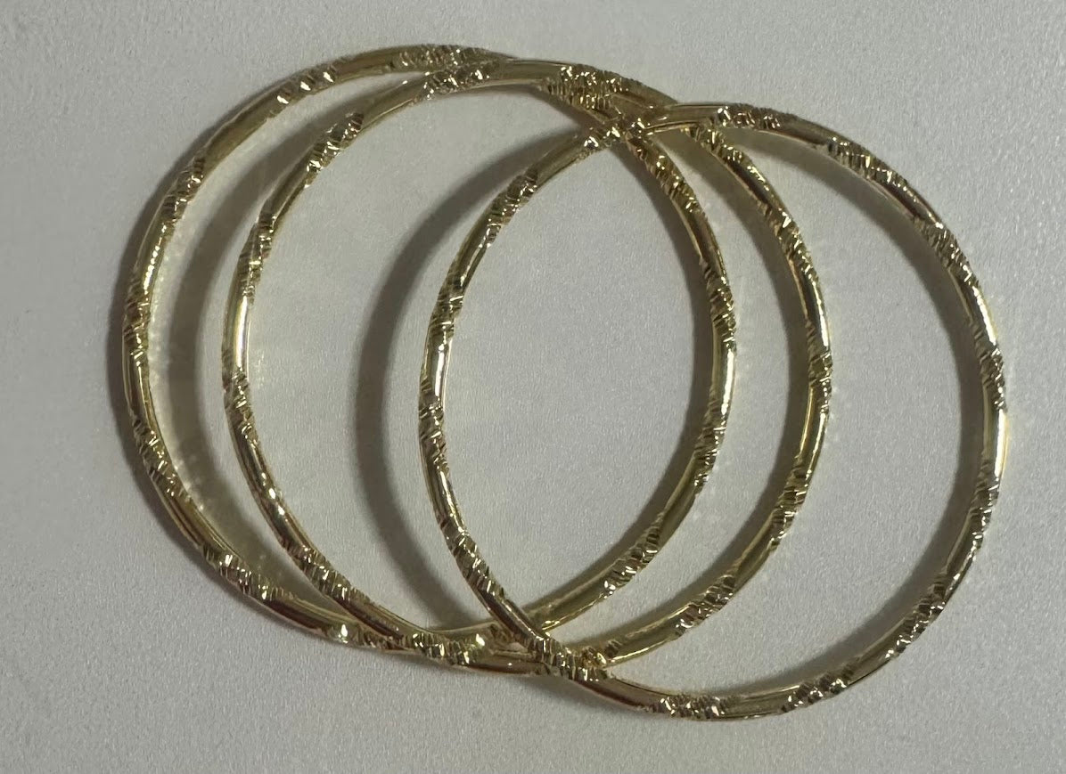 3-Piece Textured Gold-Tone Bangle Bracelet Set